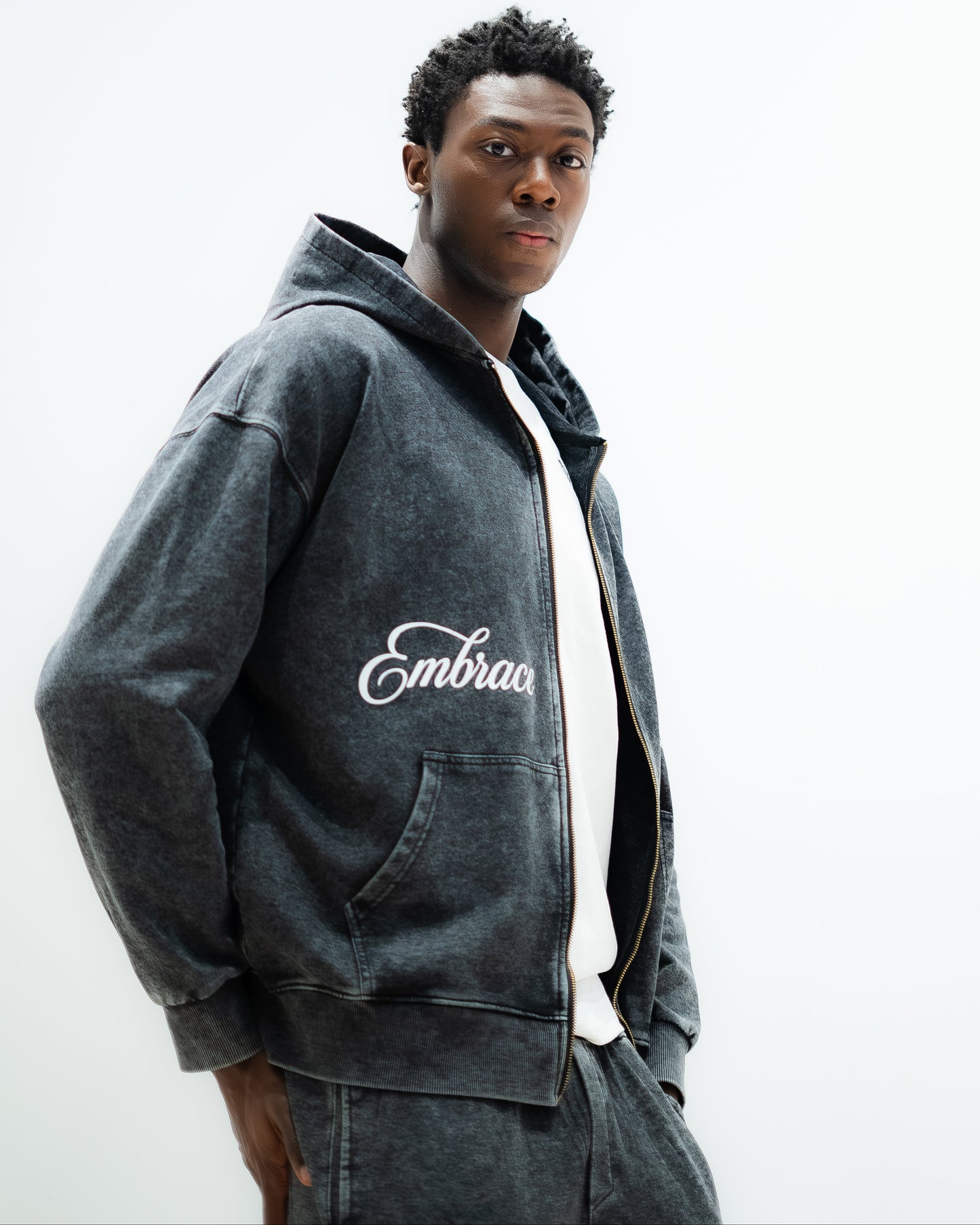 EMBRACE DISCOMFORT - TRACKSUIT - ACID WASH BLACK