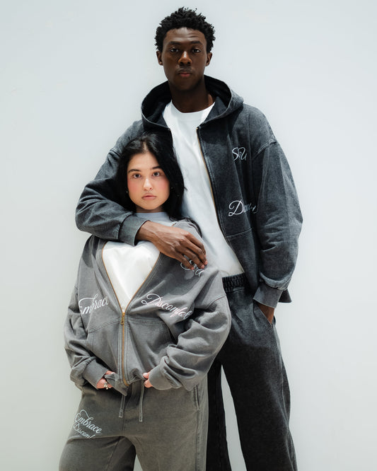 EMBRACE DISCOMFORT - TRACKSUIT - ACID WASH GREY