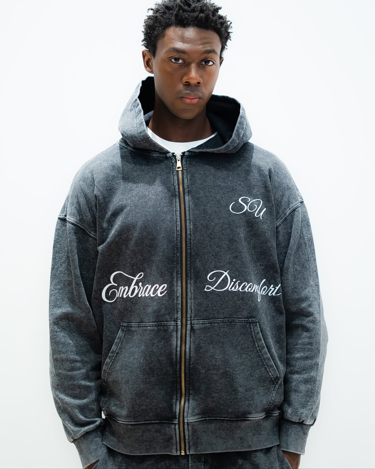 EMBRACE DISCOMFORT - TRACKSUIT - ACID WASH BLACK